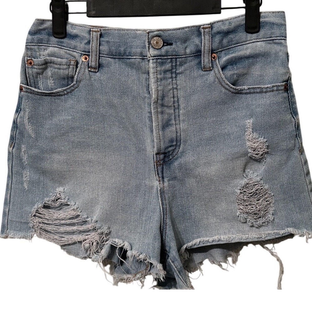 BBJ Los Angeles Womens High Rise Distressed Denim Shorts Light Wash‎  Size 7/28